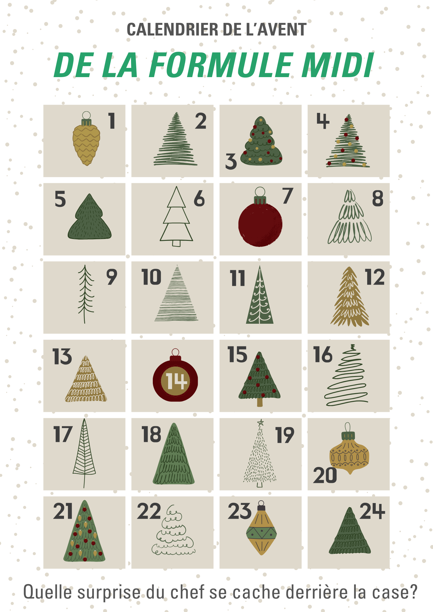 Green Neutral Christmas Countdown Advent Calendar Document